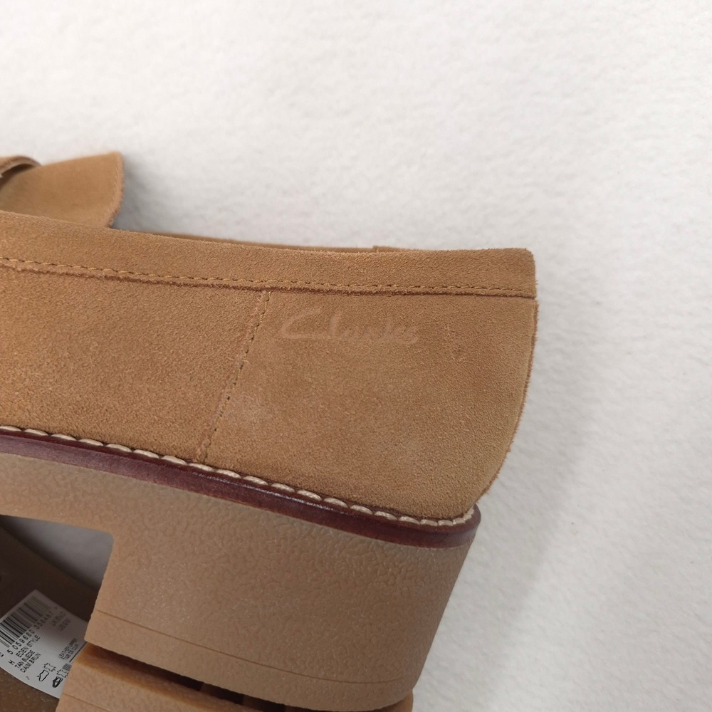 Clarks Orianna W Suede Penny Loafers Tan 8.5 Preppy Academic Chunky Platform Lug - Picture 8 of 11